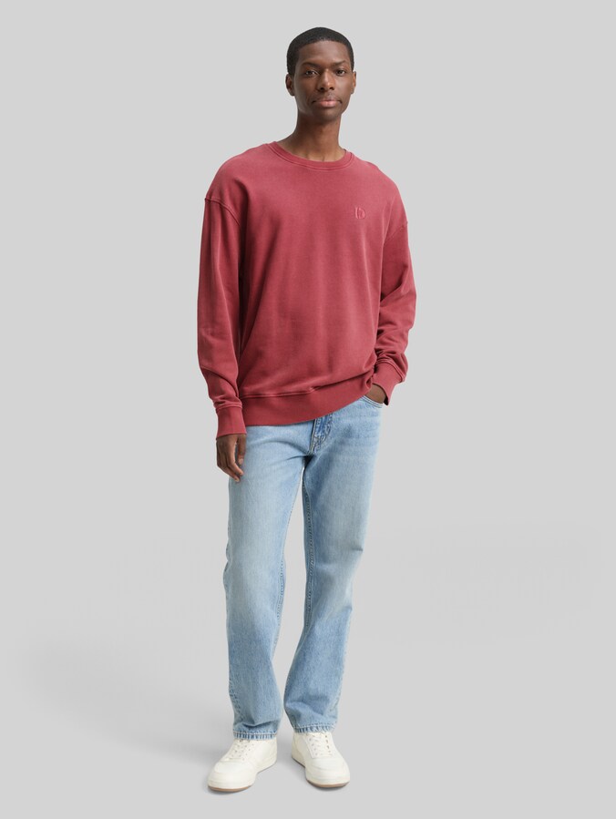 Relaxed overgeverfd sweatshirt door Denim Male, burnt russet
