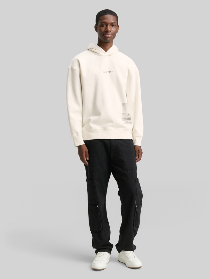Relaxed Hoodie Sweatshirt mit Print von Denim Male, Wool White