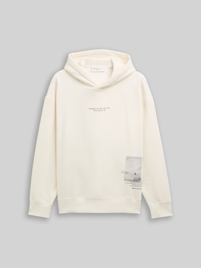 Relaxed Hoodie Sweatshirt mit Print von Denim Male, Wool White