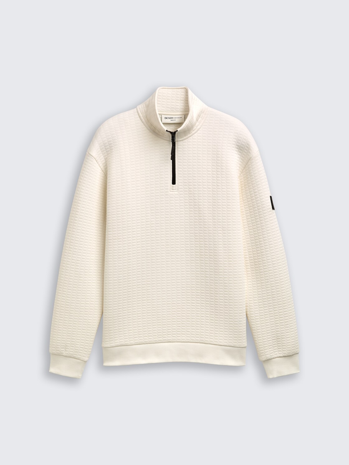 Troyer Sweatshirt mit Logo-Badge - Wool White - Vorder-Produkt-Ansicht