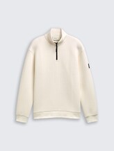 Troyer Sweatshirt mit Logo-Badge - Wool White - Vorder-Produkt-Ansicht