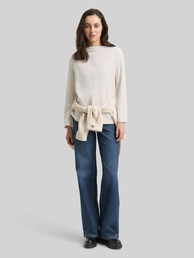 Sweat à col montant par Women, sand stone beige melange