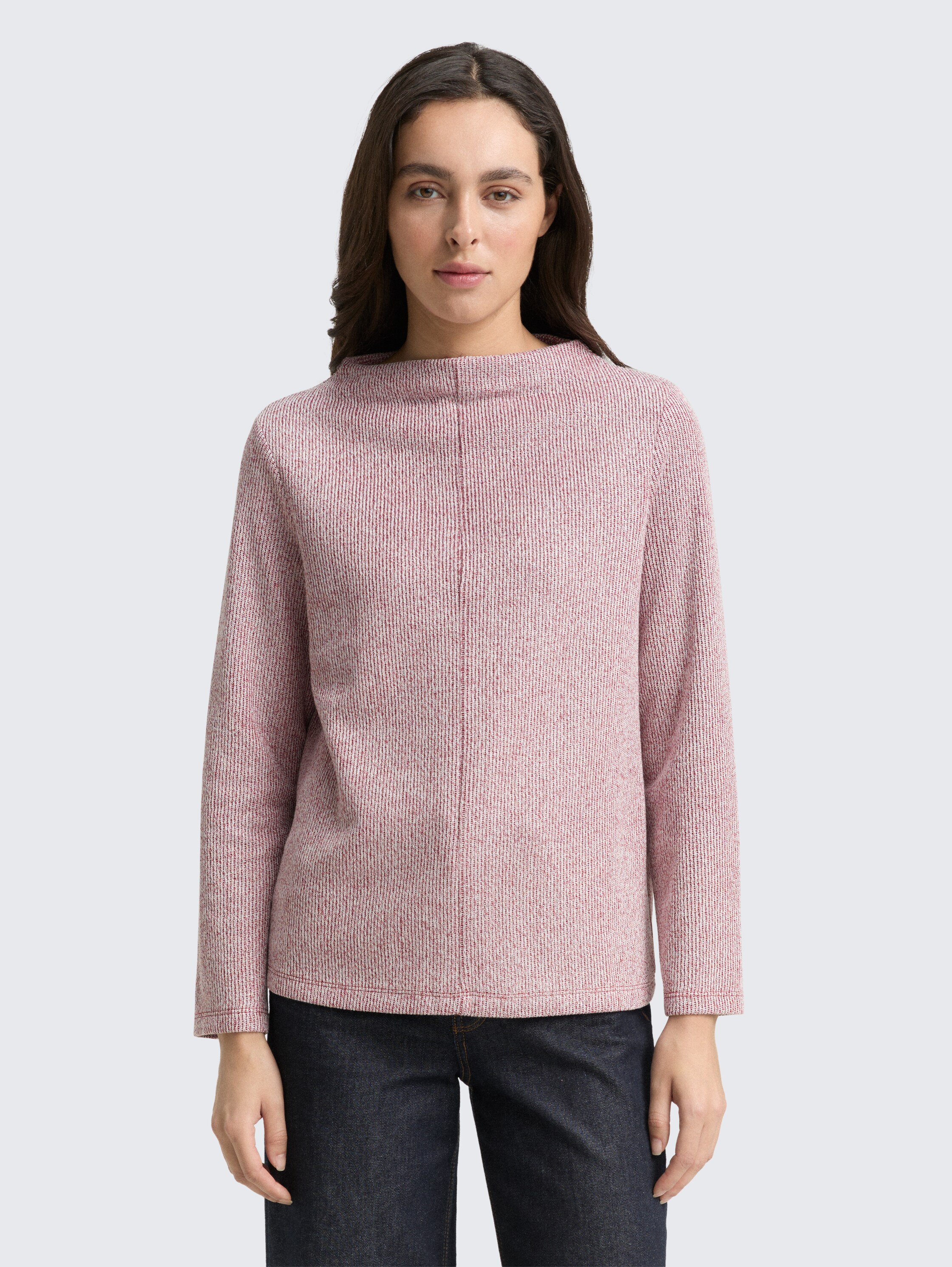 Sweatshirt with stand-up collar - rumba_red_melange - 