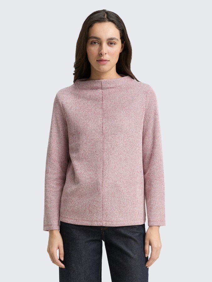 Sweatshirt with a stand-up collar by Women, rumba red melange