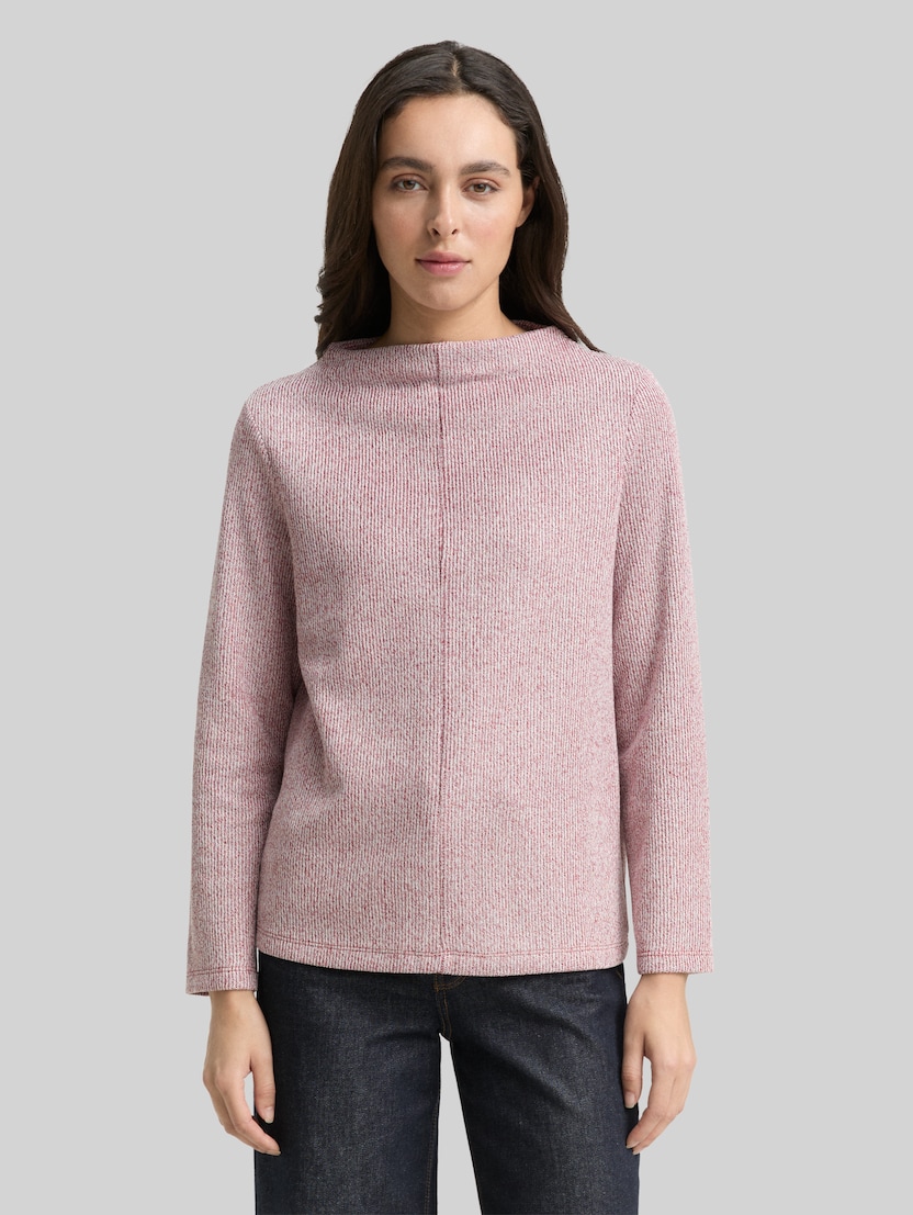 Sweatshirt with stand-up collar by Women, rumba red melange
