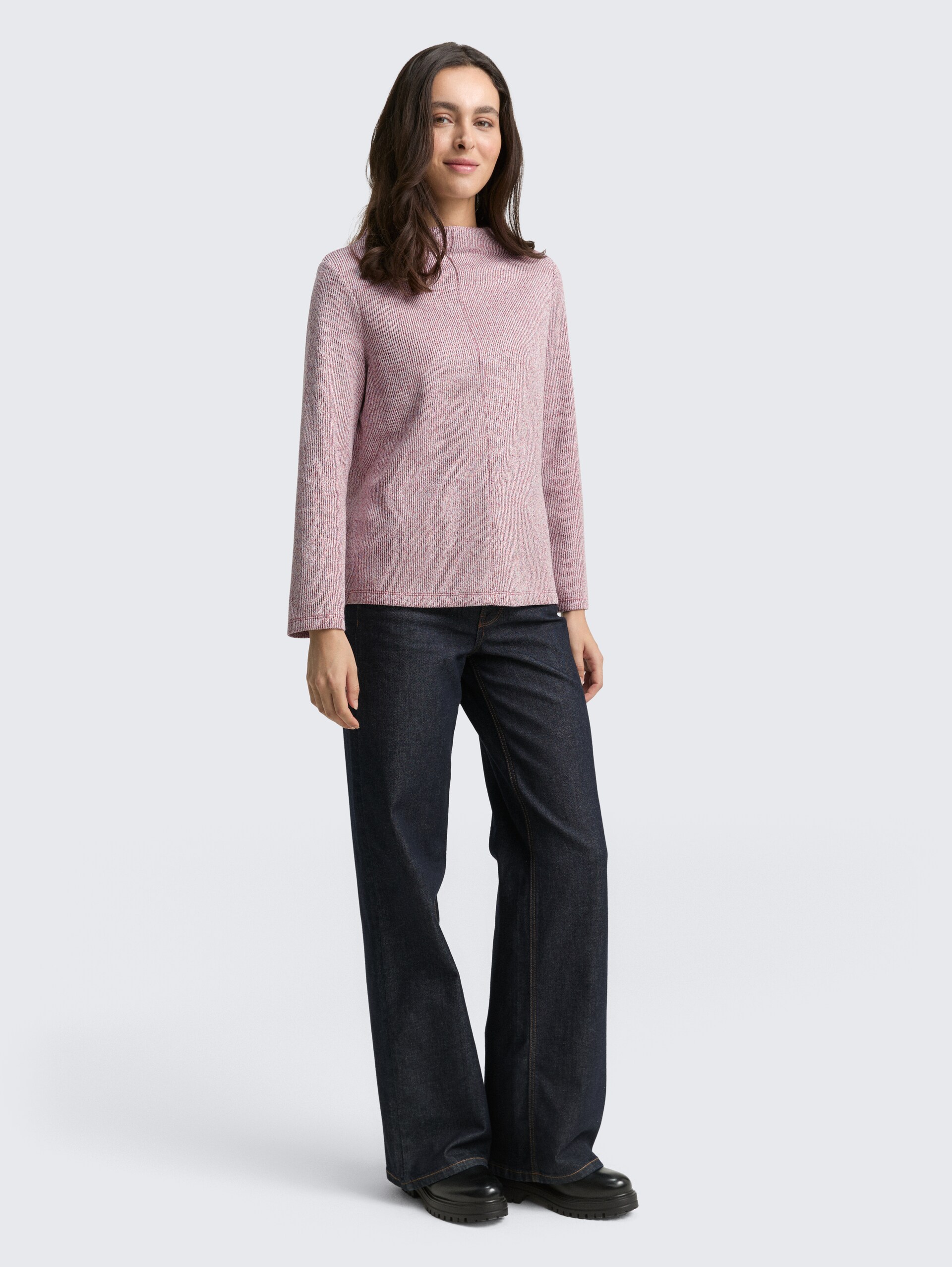 Sweatshirt mit Stehkragen - rumba red melange - Model-Vorderansicht