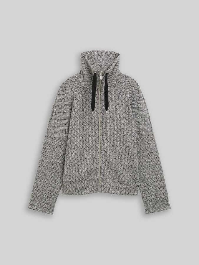 Veste sweat ample à col montant par Women, black white argyle structure