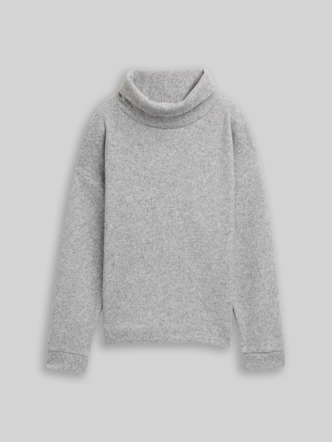 Loose Fit Sweatshirt mit Rollkragen von Women, medium silver grey melange