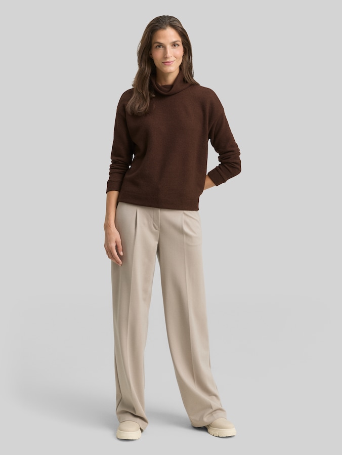 Loose Fit Sweatshirt mit Rollkragen von Women, dark pecan brown melange