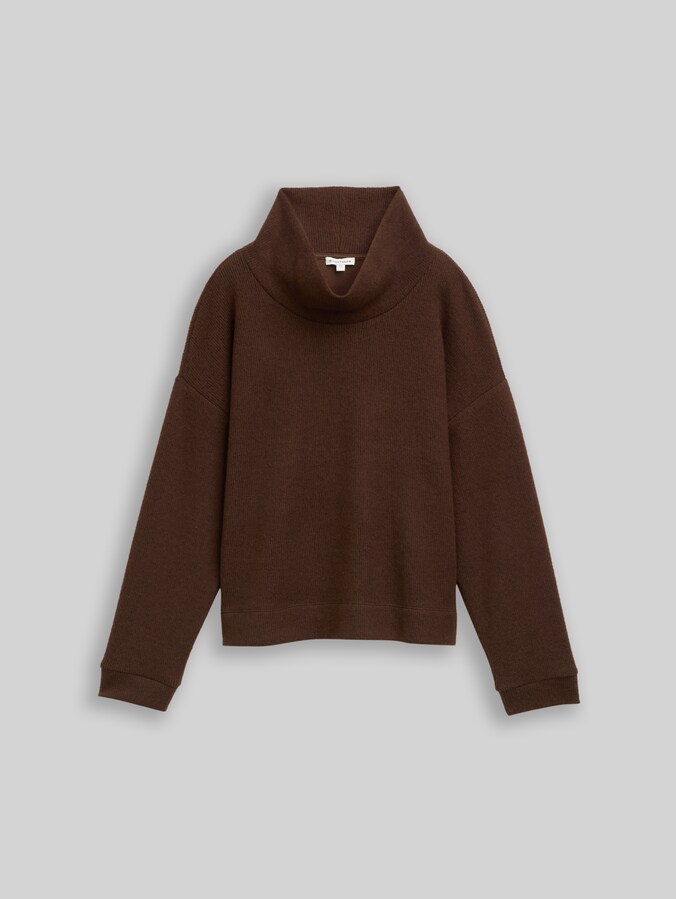 Loose Fit Sweatshirt mit Rollkragen von Women, dark pecan brown melange