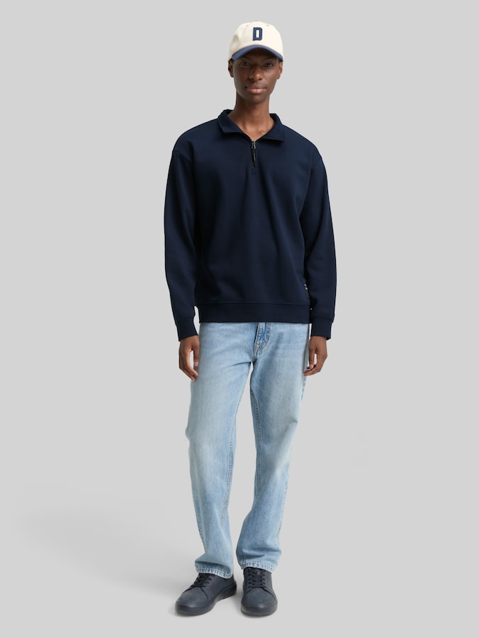 Troyer Sweatshirt mit Logo-Badge von Denim Male, sky captain blue