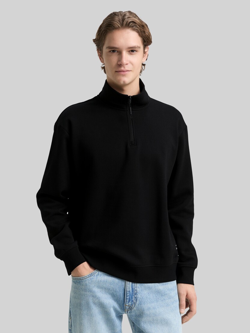 Troyer Sweatshirt mit Logo-Badge von Denim Male, Black