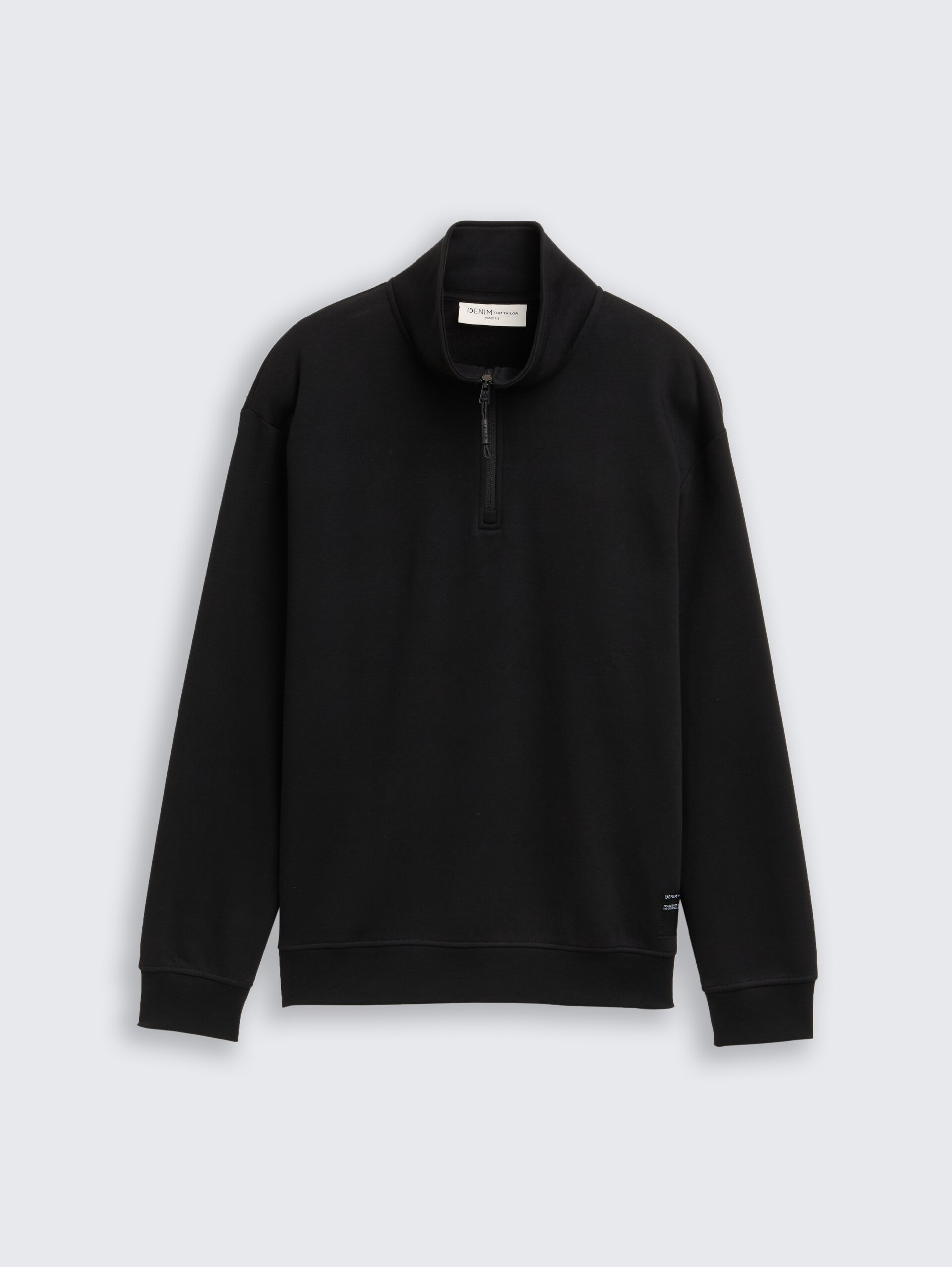 Troyer Sweatshirt mit Logo-Badge - Black - Vorder-Produkt-Ansicht