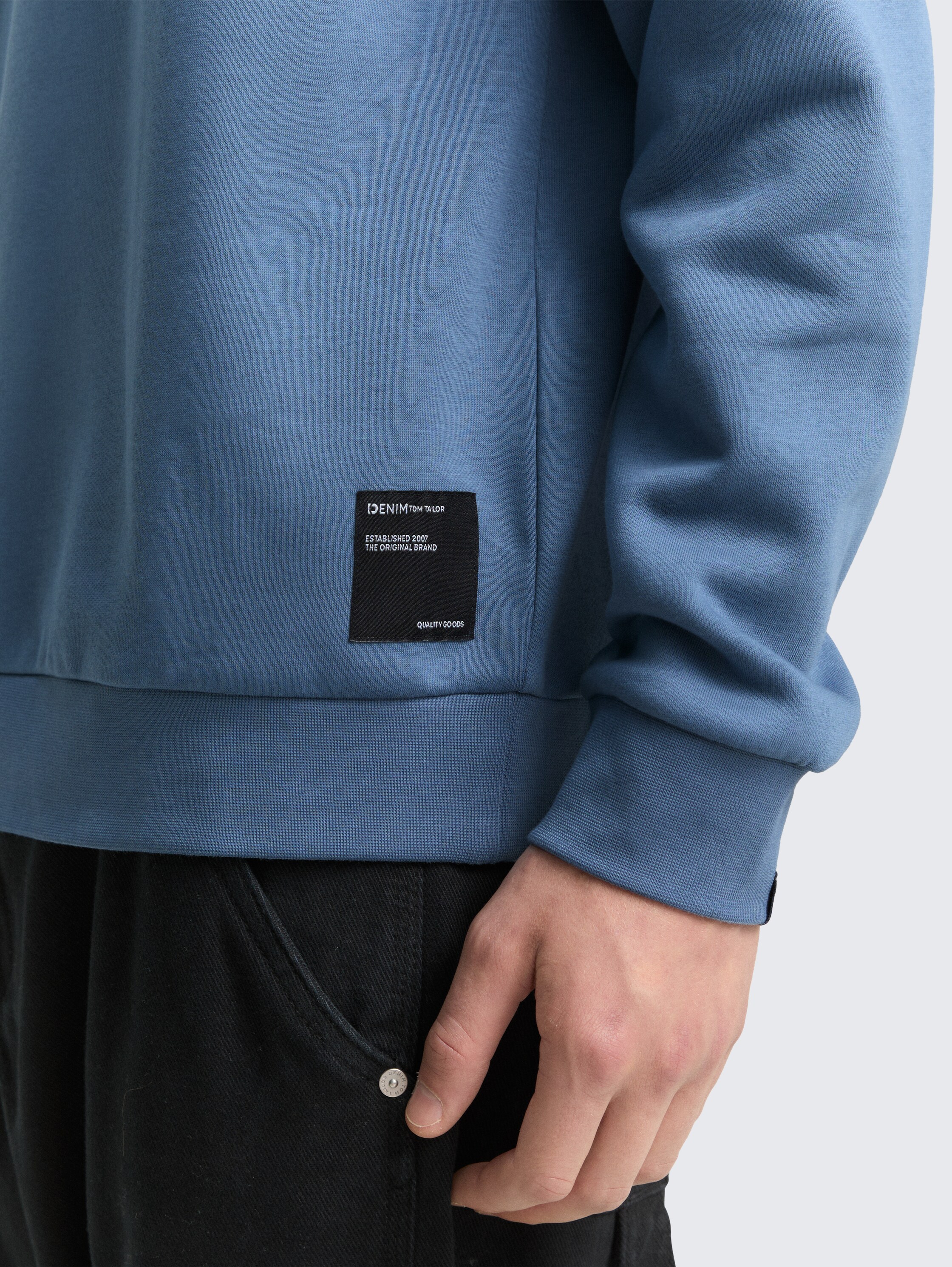 Sweatshirt mit Logo-Badge - dusty_denim_blue - 