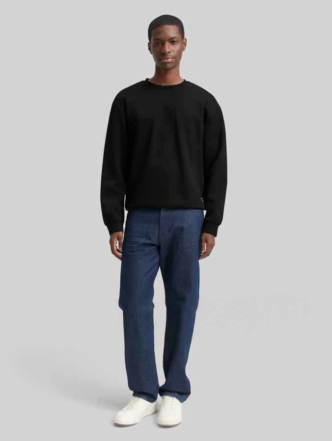 Sweatshirt with logo badge by Denim Male, Black