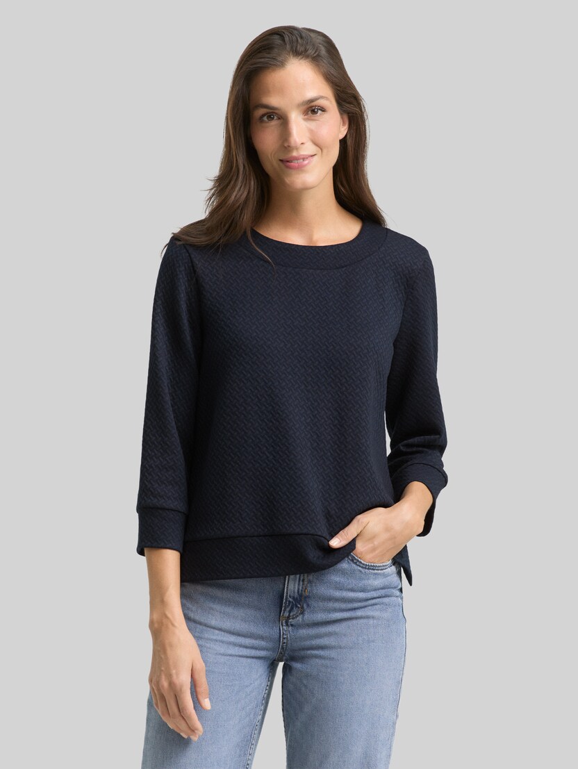Boxy Fit Sweatshirt mit 7/8-Arm von Women, sky captain blue