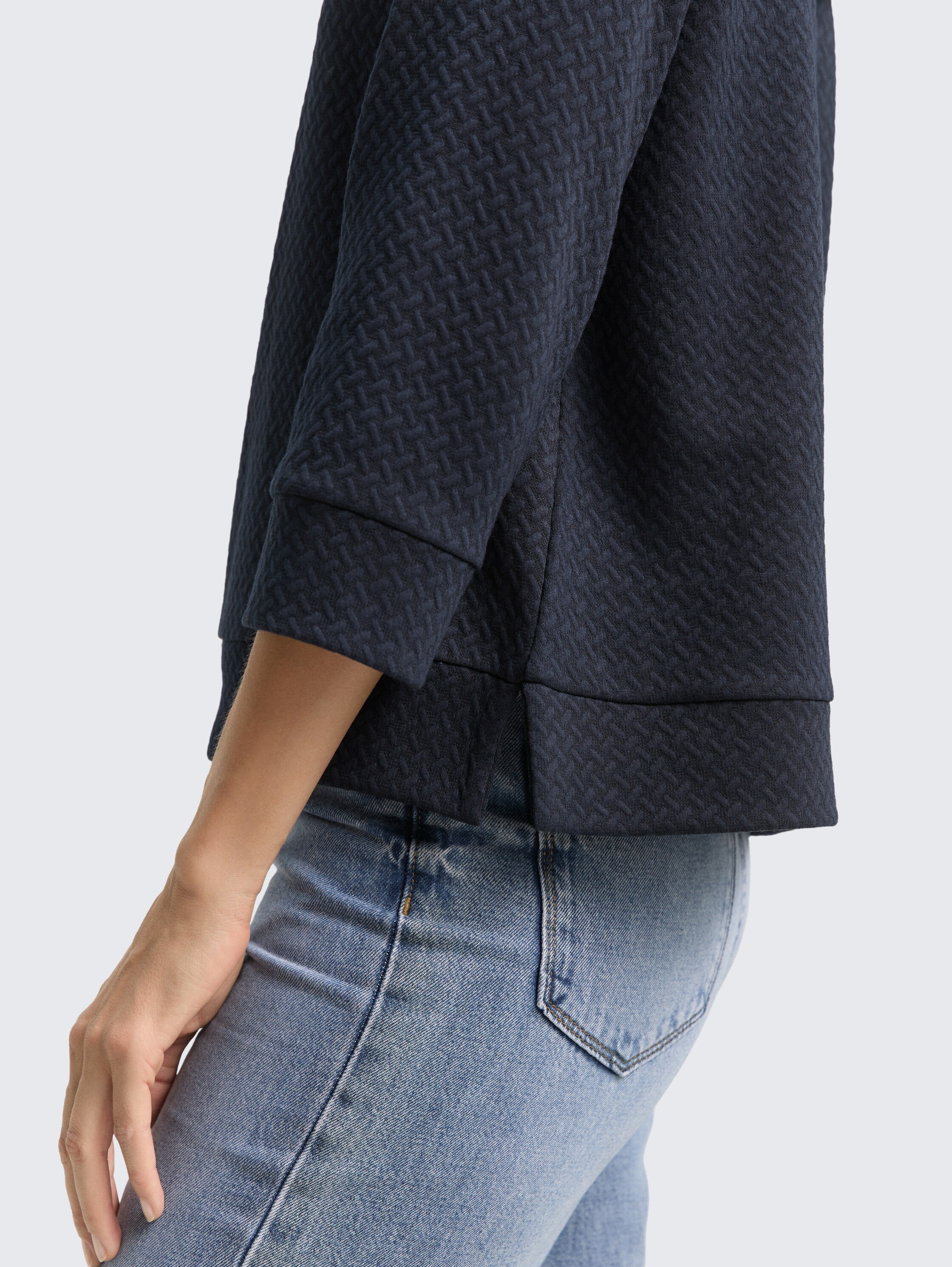 Boxy fit sweatshirt met 7/8-mouwen - sky_captain_blue_1 - 