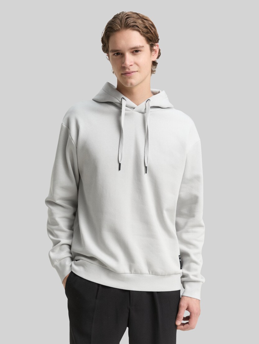 Hoodie sweatshirt met logo-badge door Denim Male, Chalk Grey