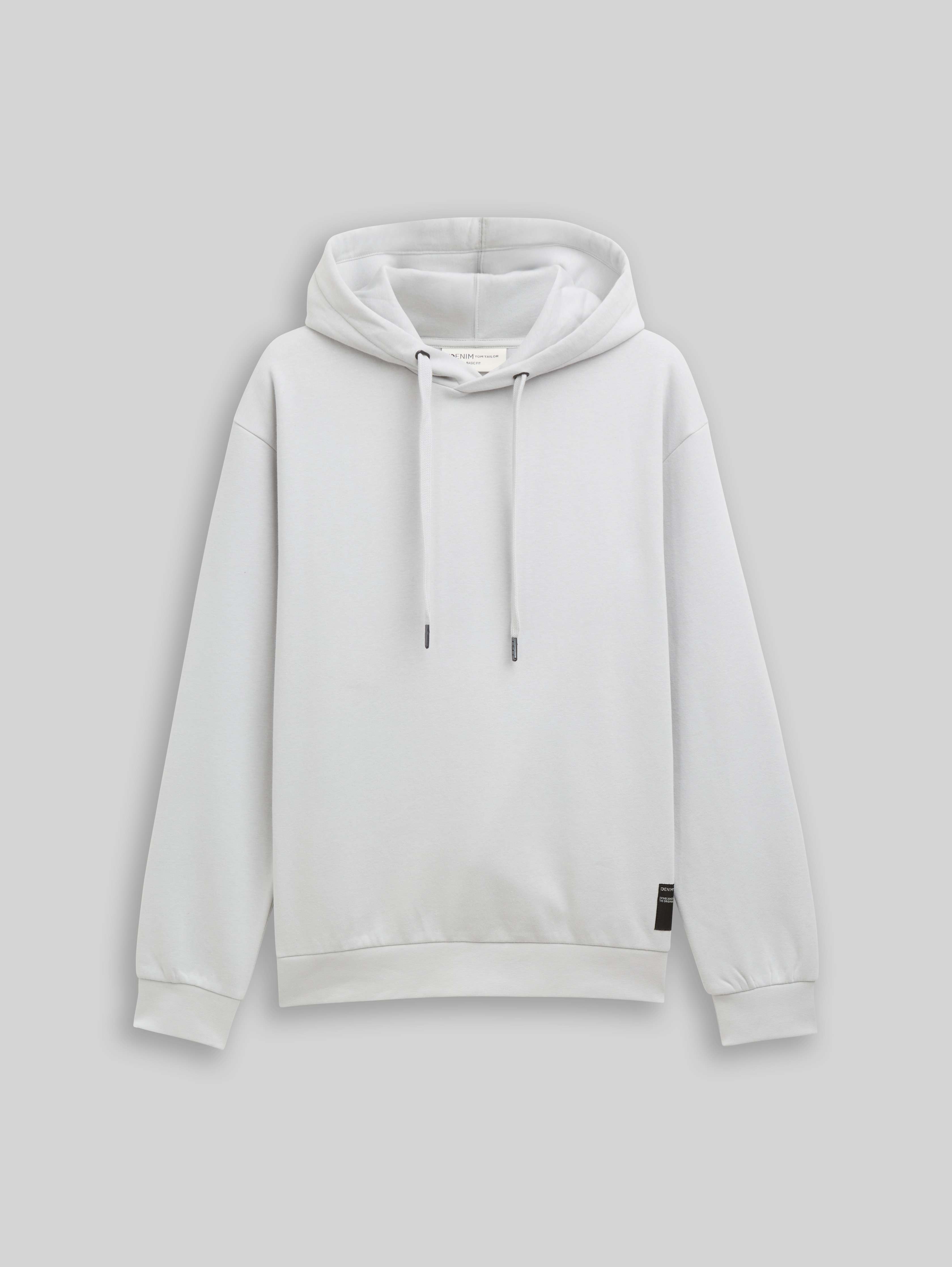 Hoodie sweatshirt with logo badge in grey by Tom Tailor