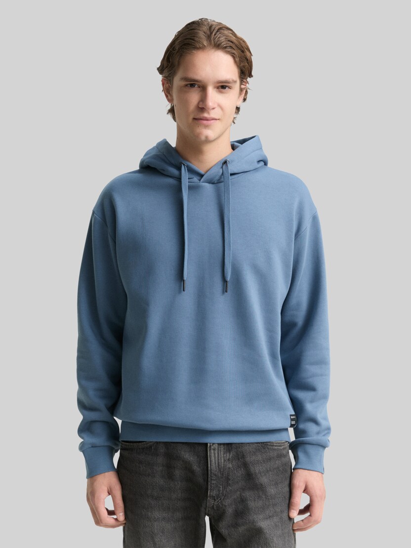 Hoodie sweatshirt met logo-badge door Denim Male, dusty denim blue