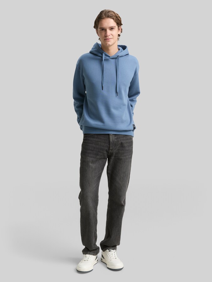 Hoodie Sweatshirt mit Logo-Badge von Denim Male, dusty denim blue