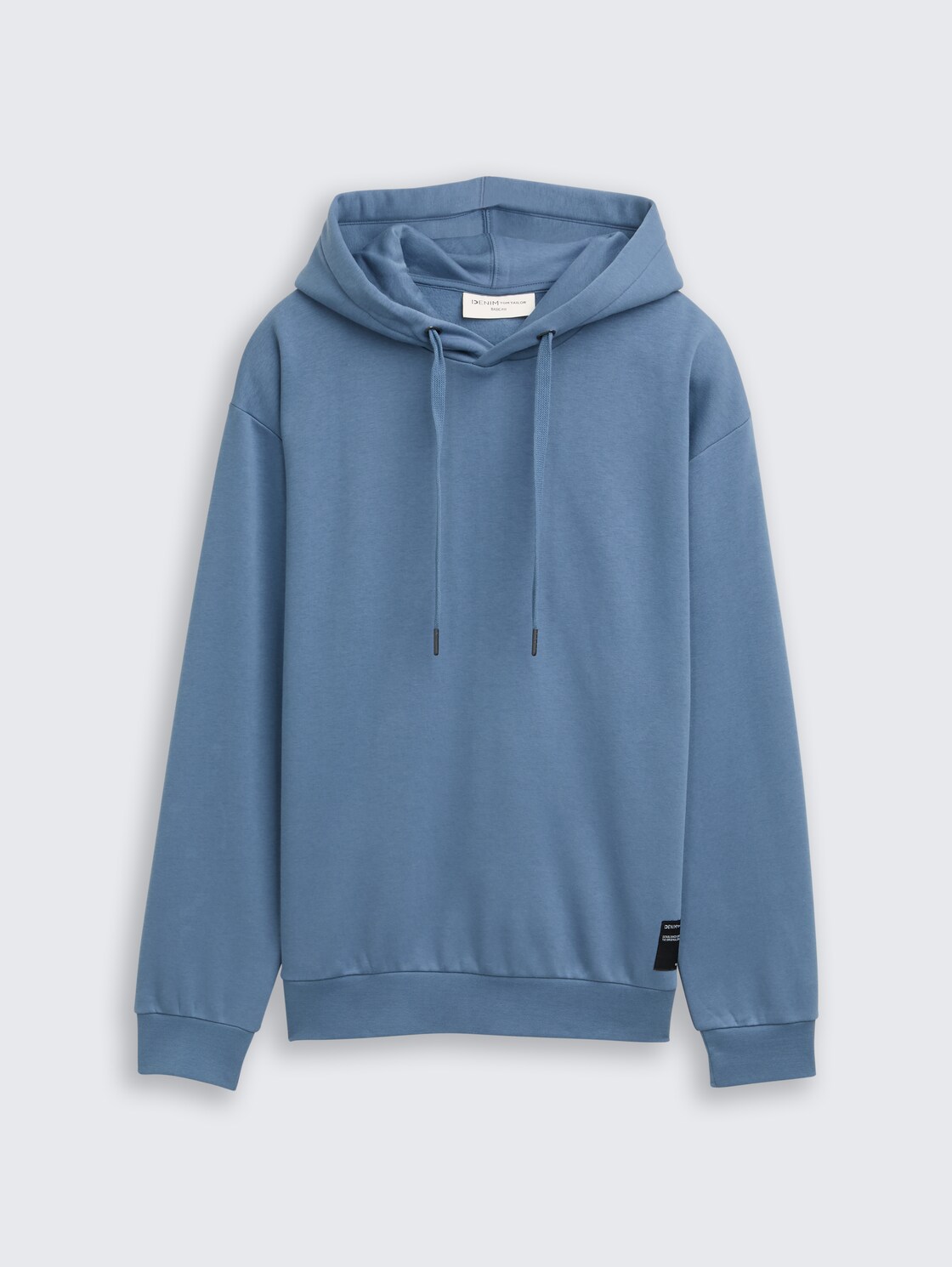 Hoodie sweatshirt with logo badge - dusty denim blue - Front product view
