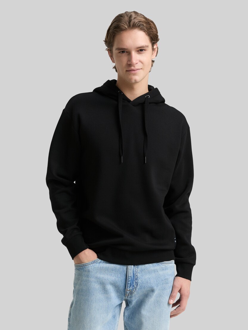 Hoodie sweatshirt met logo-badge door Denim Male, Black