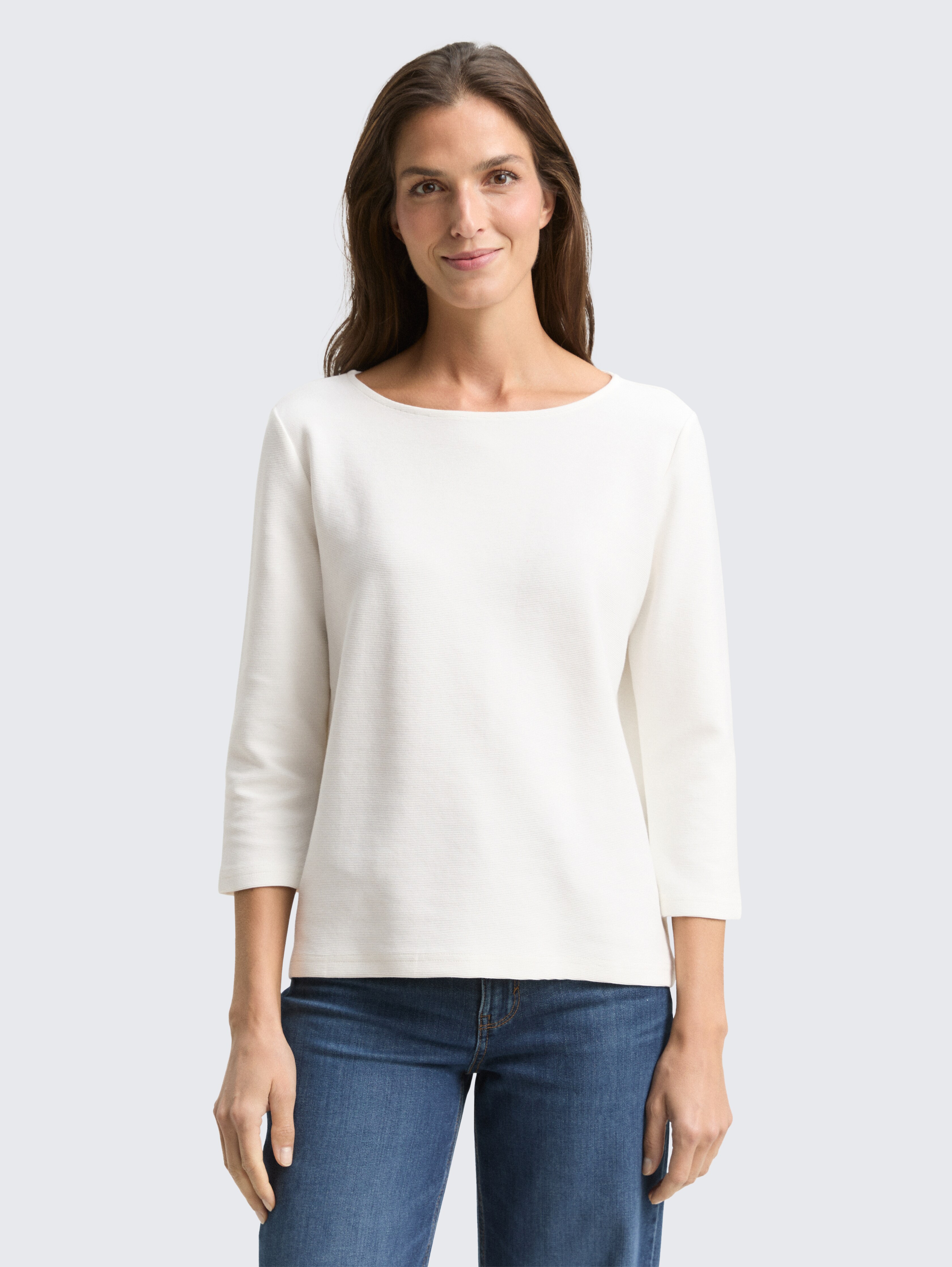 Langarmshirt mit Ottoman-Struktur von Women, Whisper White