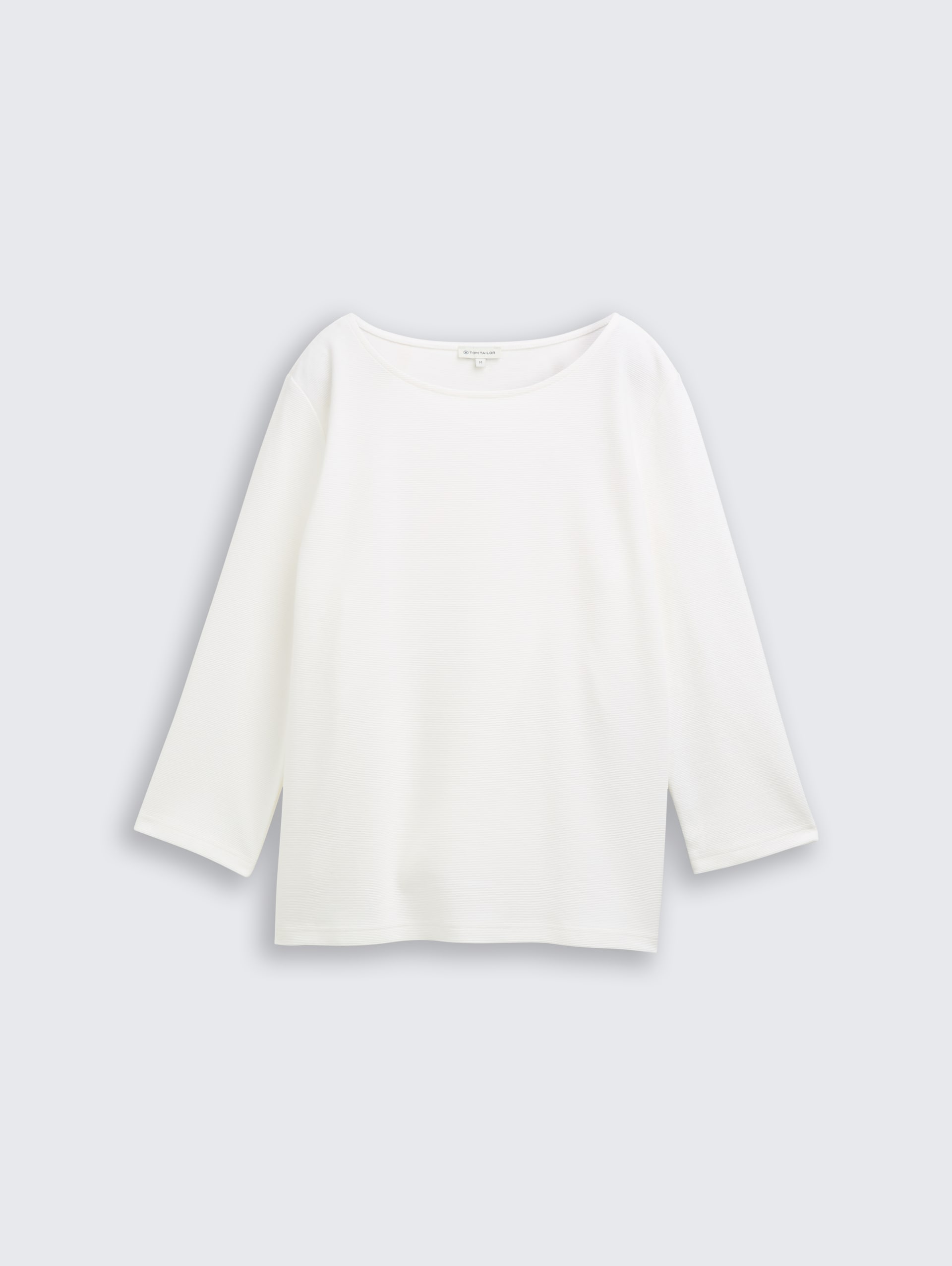 Langarmshirt mit Ottoman-Struktur - Whisper White - Vorder-Produkt-Ansicht