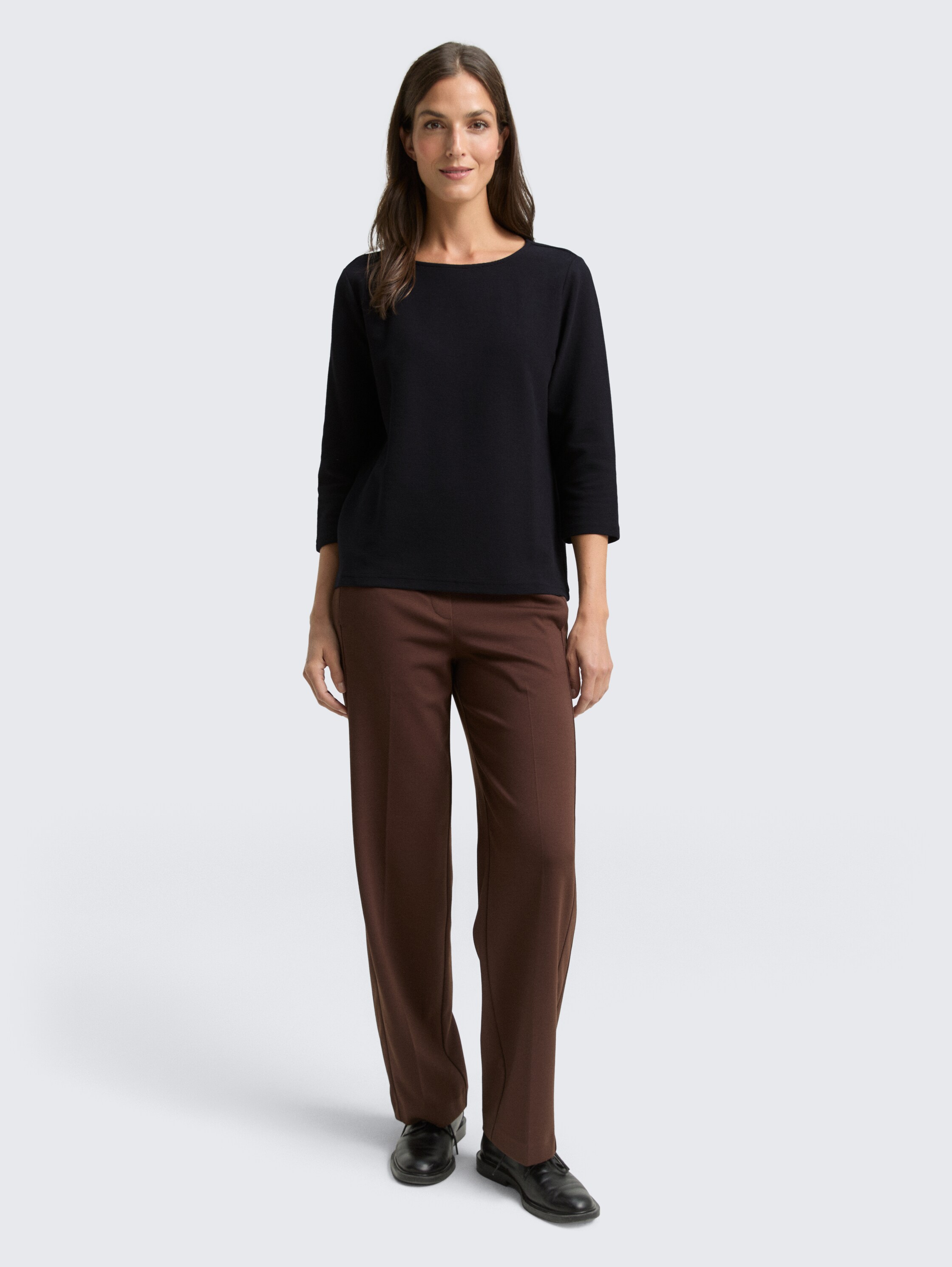 Shirt met lange mouwen met ottomanstructuur - deep_black_1 - 