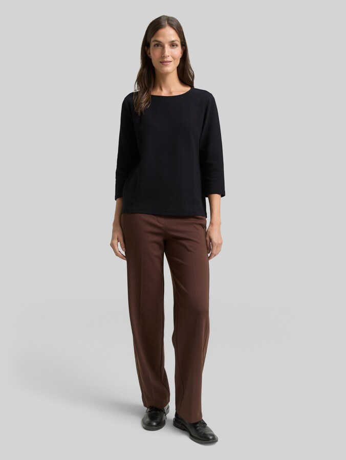 Langarmshirt mit Ottoman-Struktur von Women, deep black