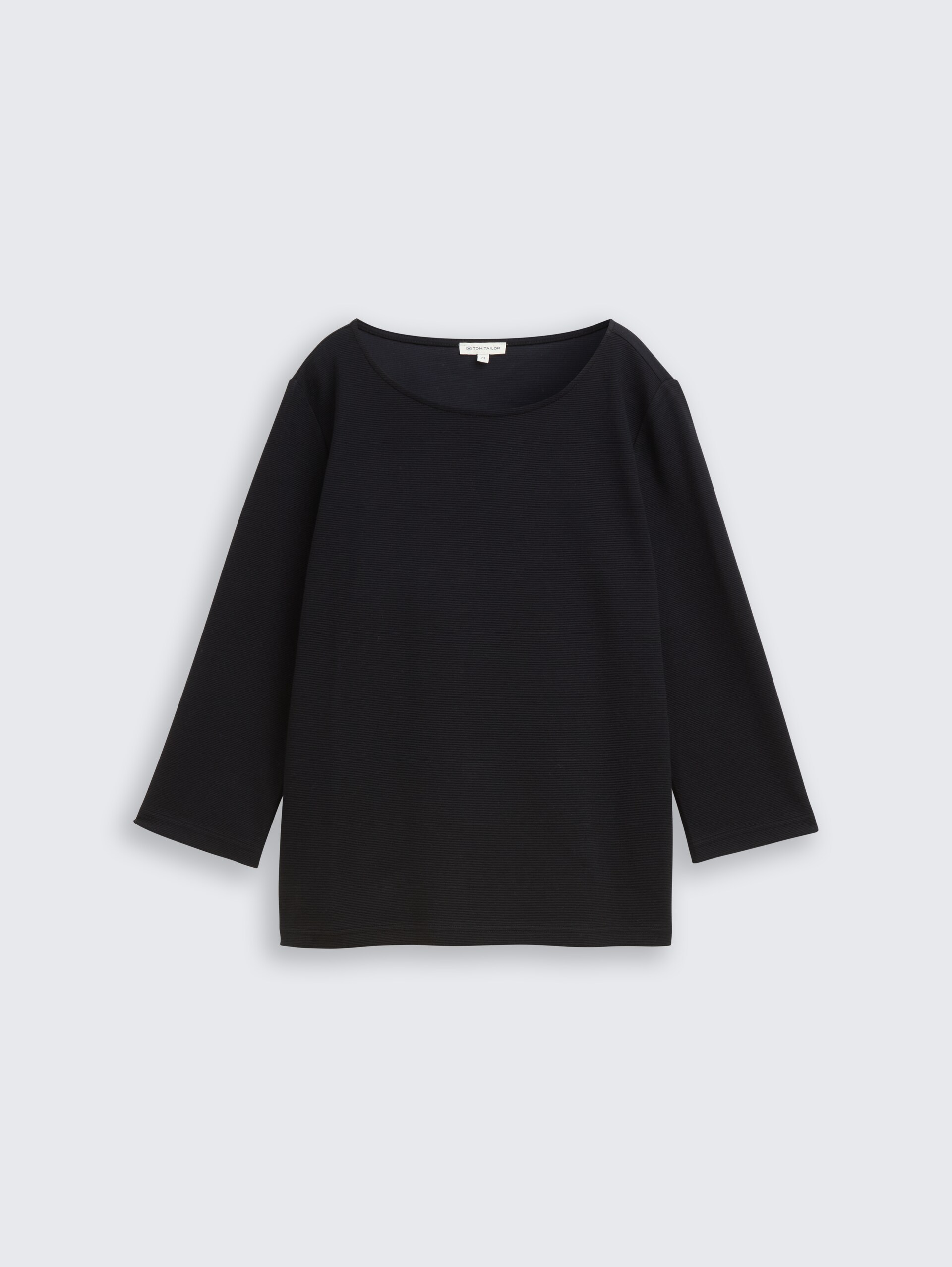 Langarmshirt mit Ottoman-Struktur - deep black - Vorder-Produkt-Ansicht