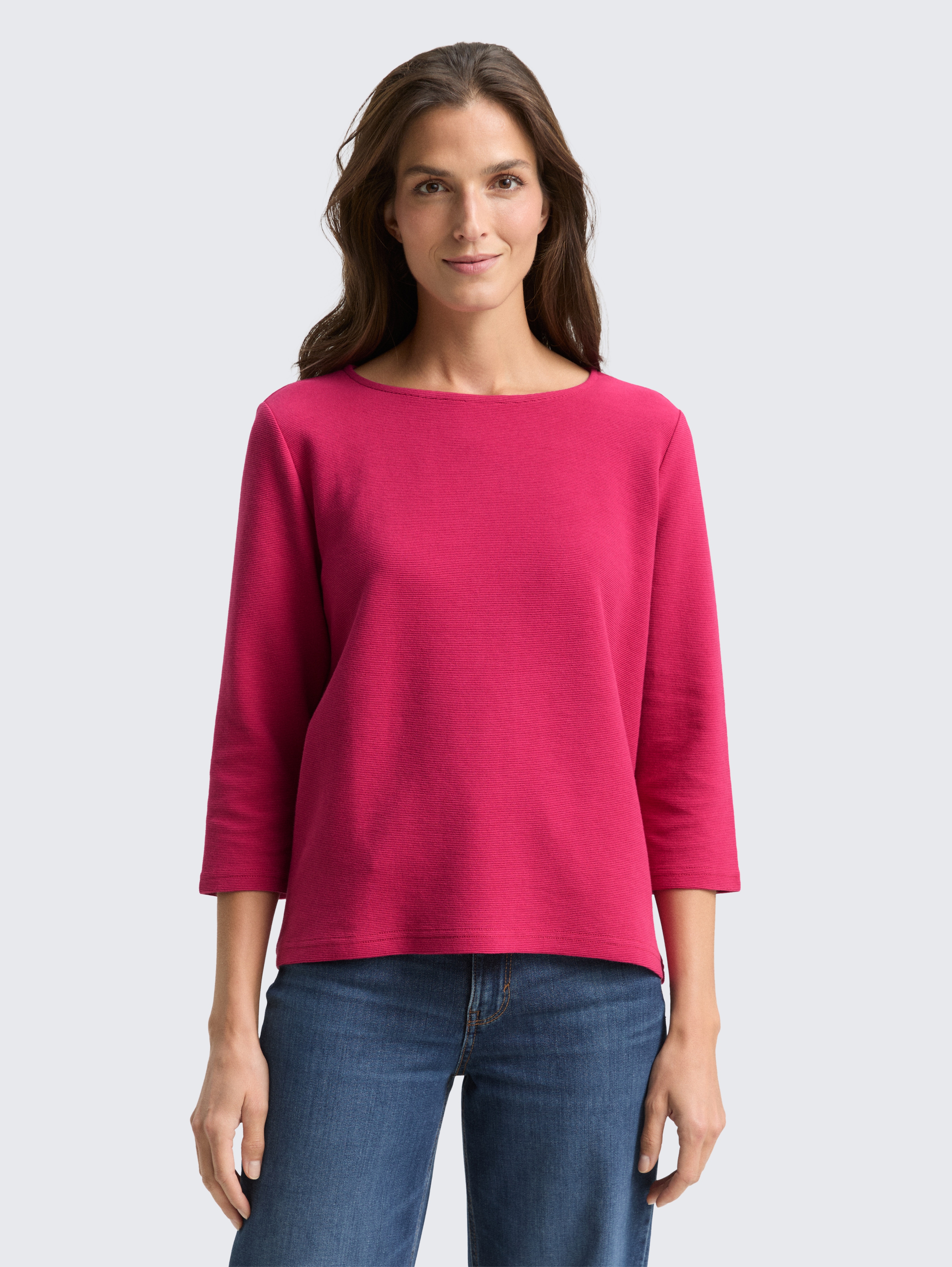 Langarmshirt mit Ottoman-Struktur von Women, cherry granita
