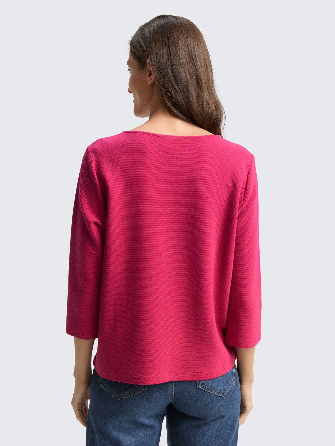 Langarmshirt mit Ottoman-Struktur - cherry granita - Auschnitt Model-Rückansicht