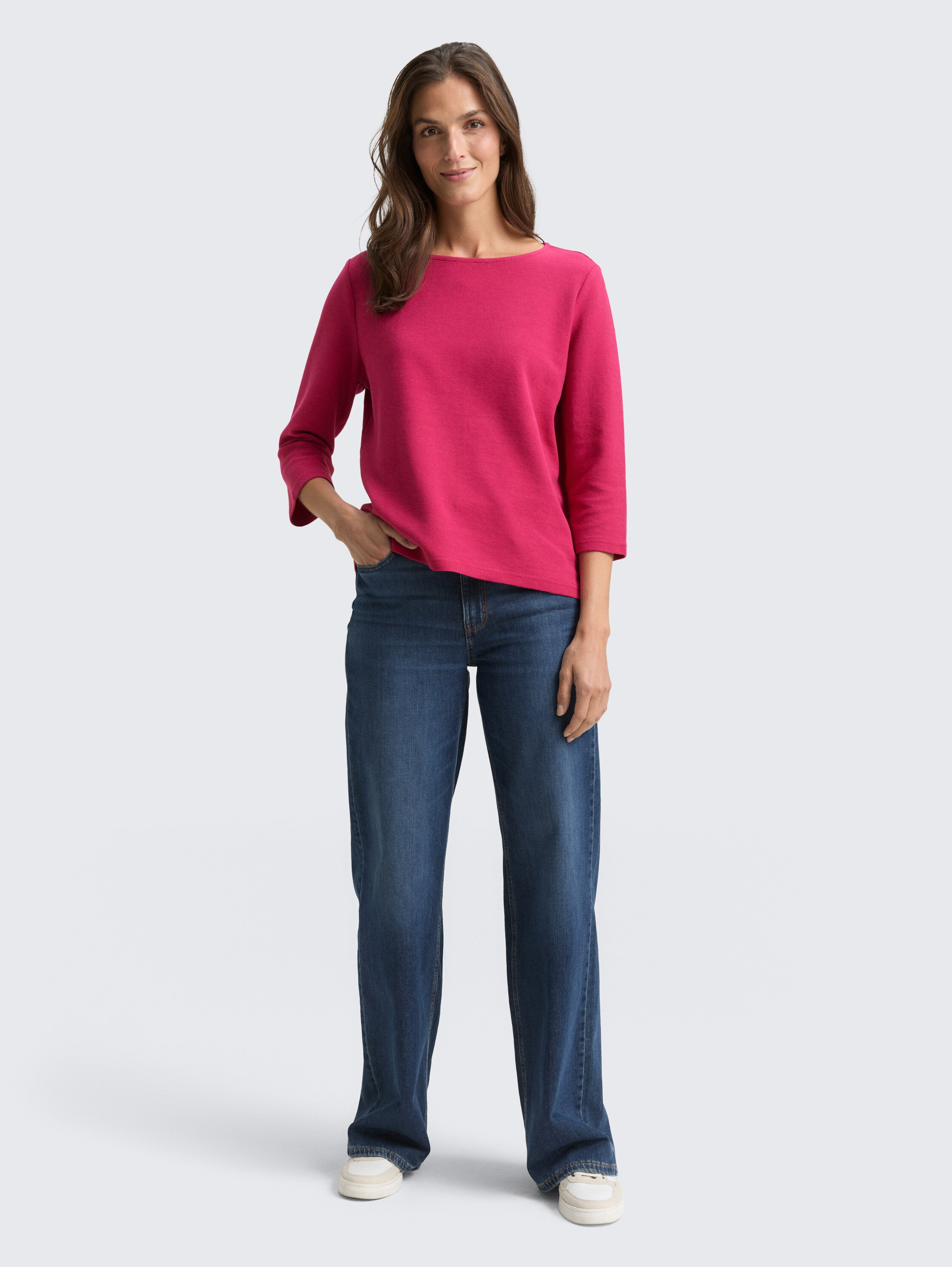 Shirt met lange mouwen met ottomanstructuur - cherry_granita_1 - 