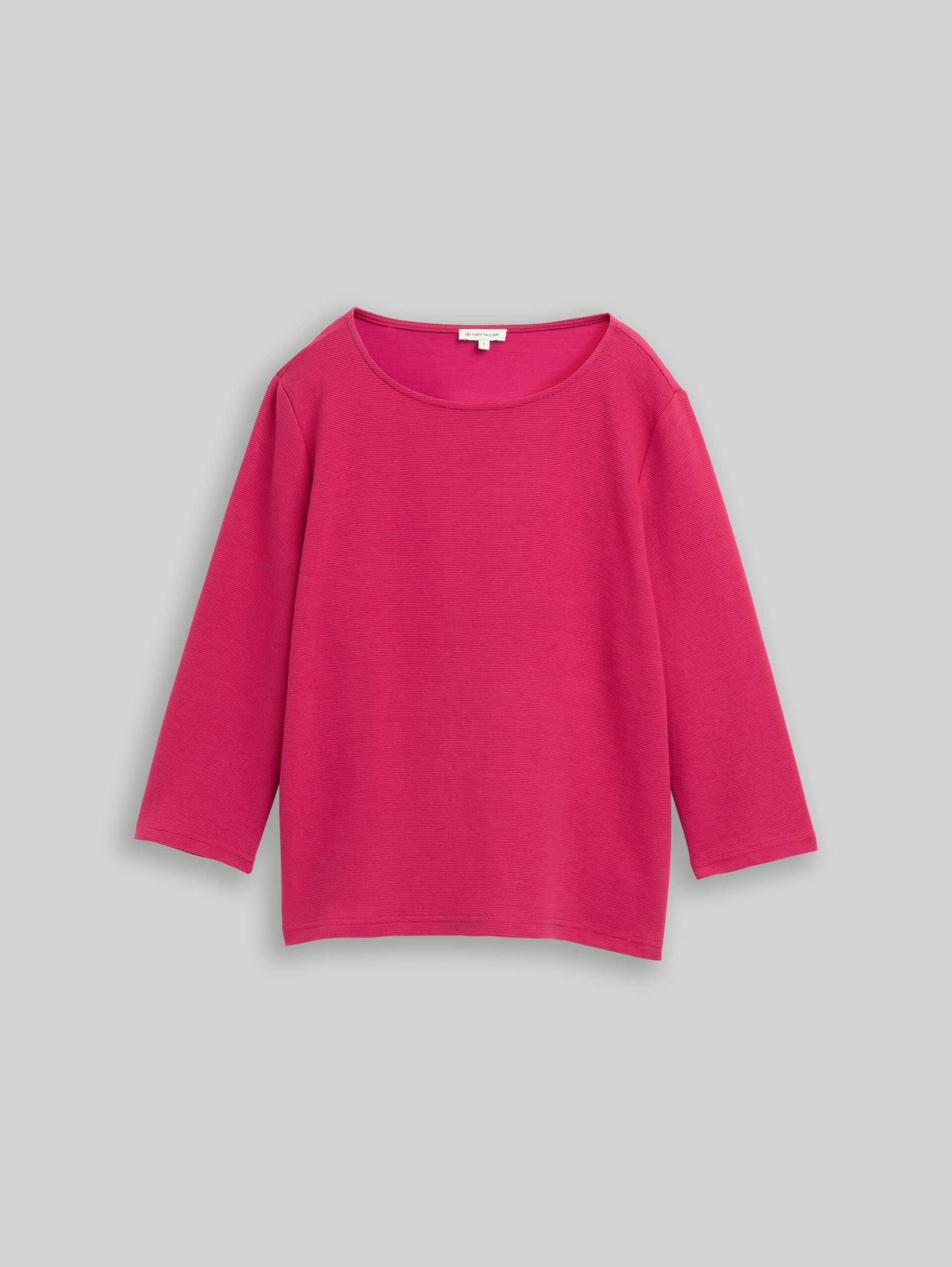 Long-sleeved shirt with ottoman texture - cherry granita - Front product view