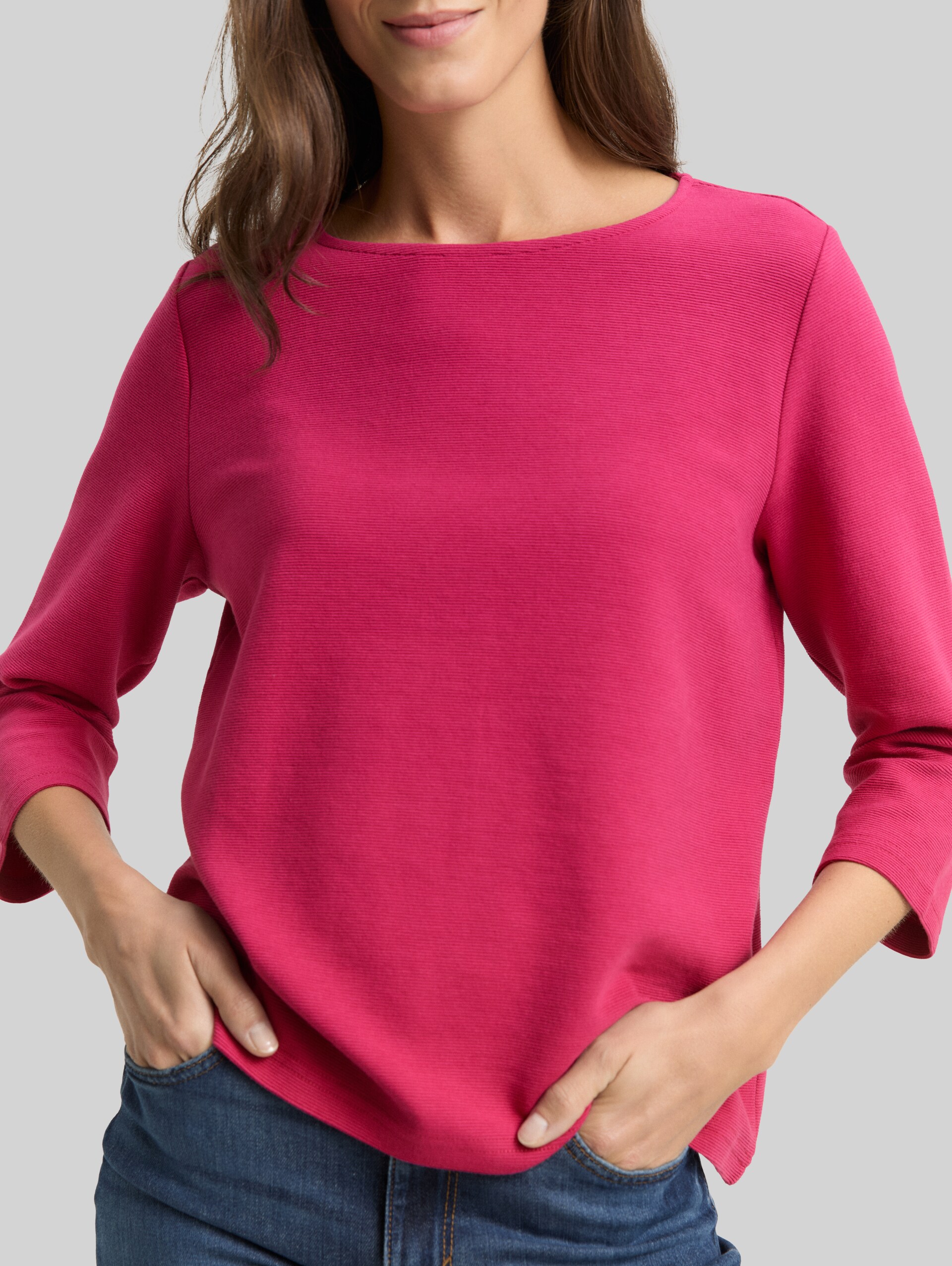 Long-sleeved shirt with ottoman texture - cherry granita - Detail model view