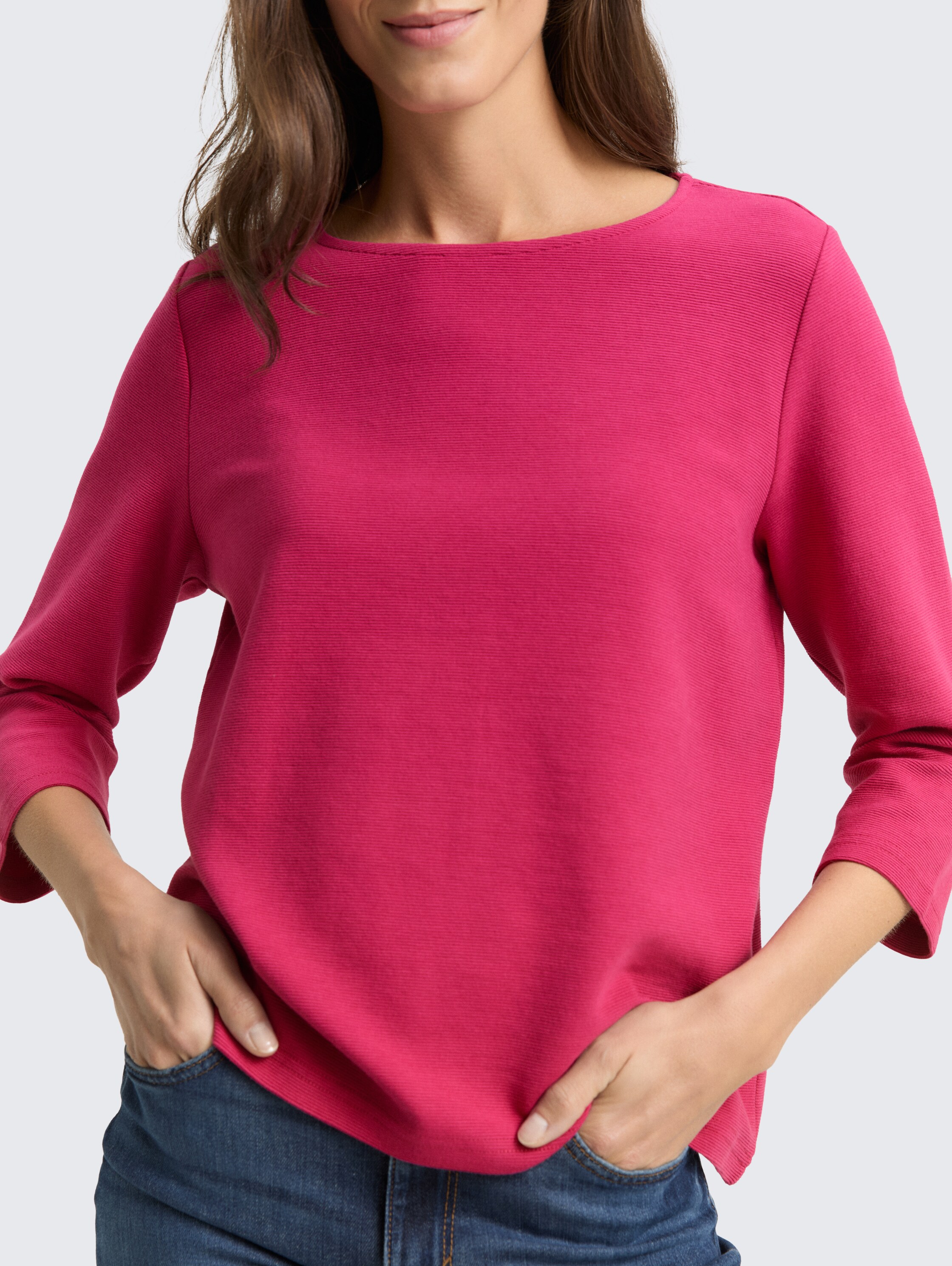 Shirt met lange mouwen met ottomanstructuur - cherry_granita_1 - 