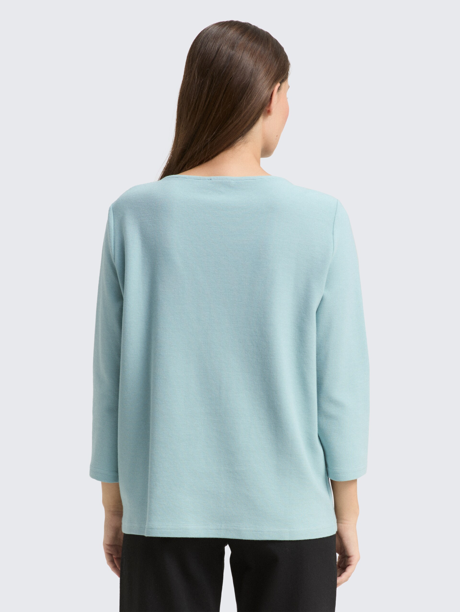 Langarmshirt mit Ottoman-Struktur - white moss - Auschnitt Model-Rückansicht