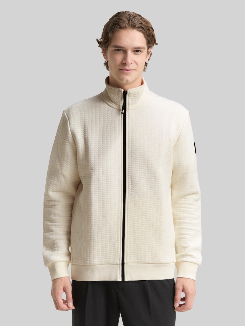 Sweatjacke mit Stehkragen von Denim Male, Wool White
