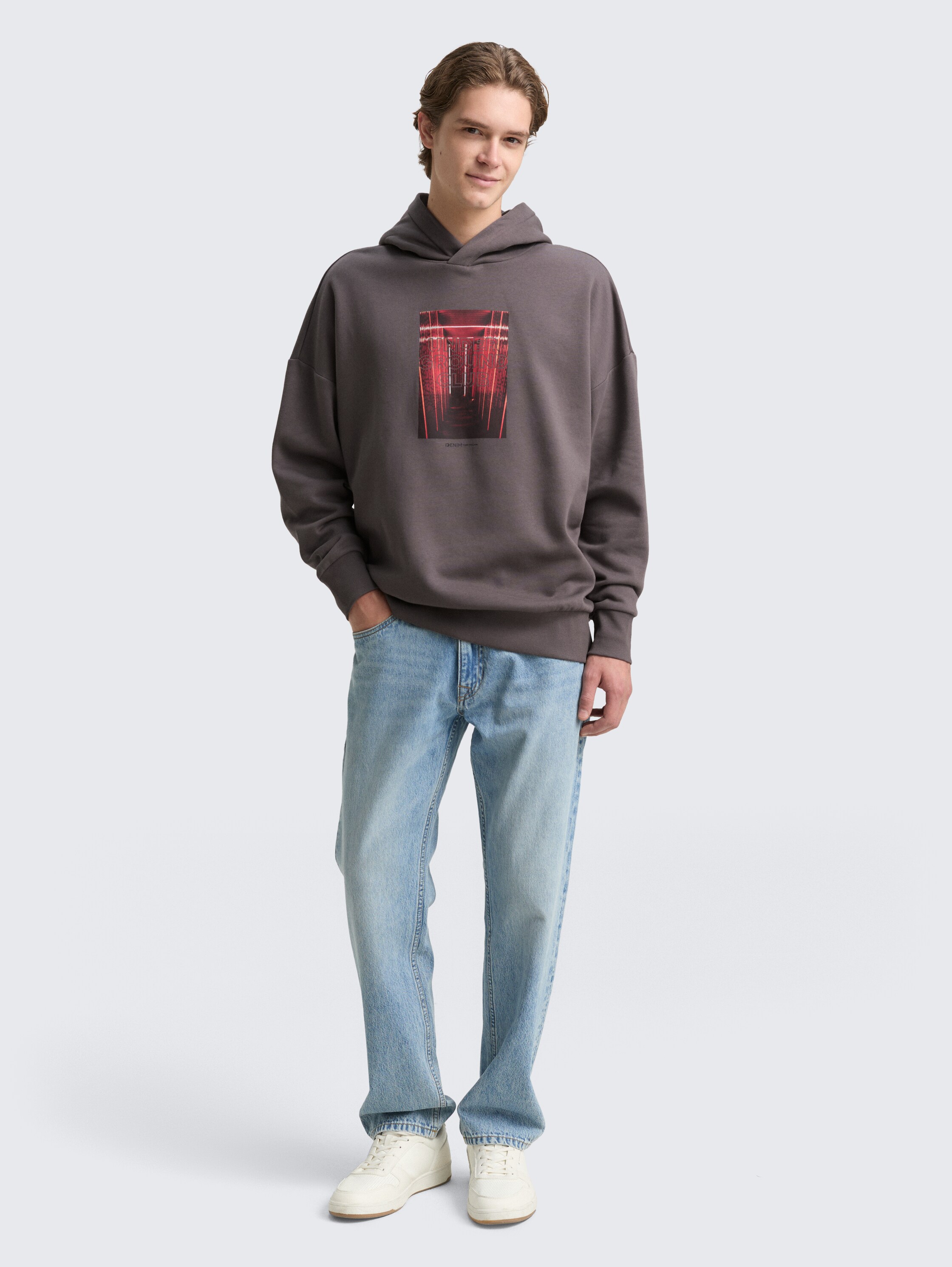 Oversize Hoodie Sweatshirt mit Print - classic_mid_grey - 