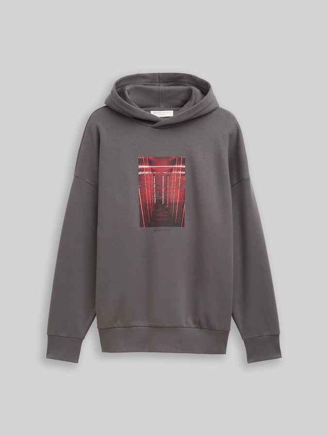 Oversize Hoodie Sweatshirt mit Print von Denim Male, classic mid grey