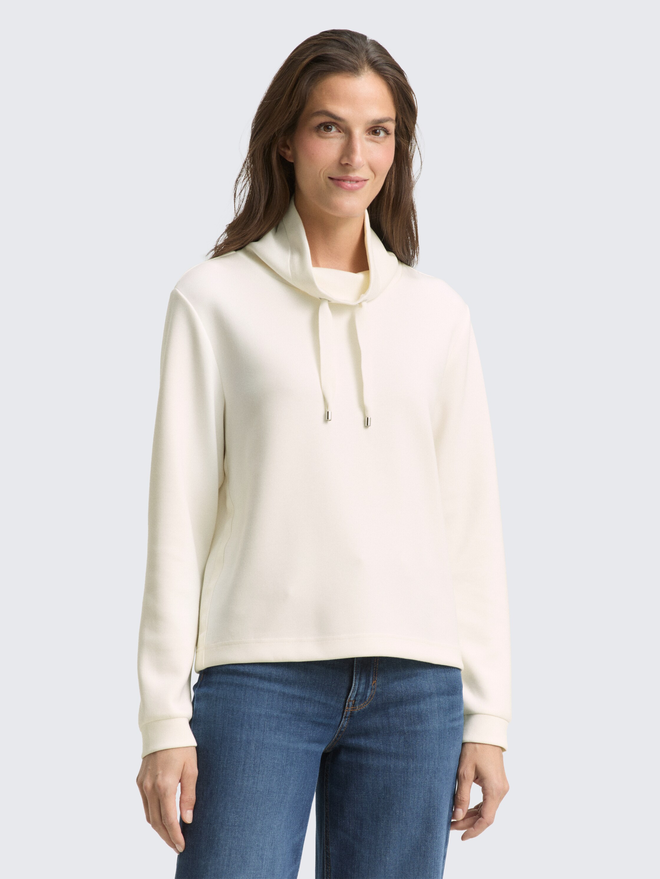 Scuba-sweatshirt met opstaande kraag - whisper_white - 