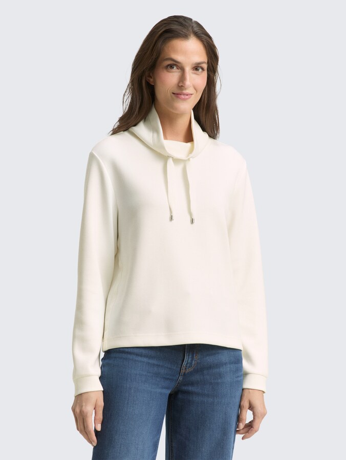 Scuba sweatshirt with stand-up collar by Women, Whisper White
