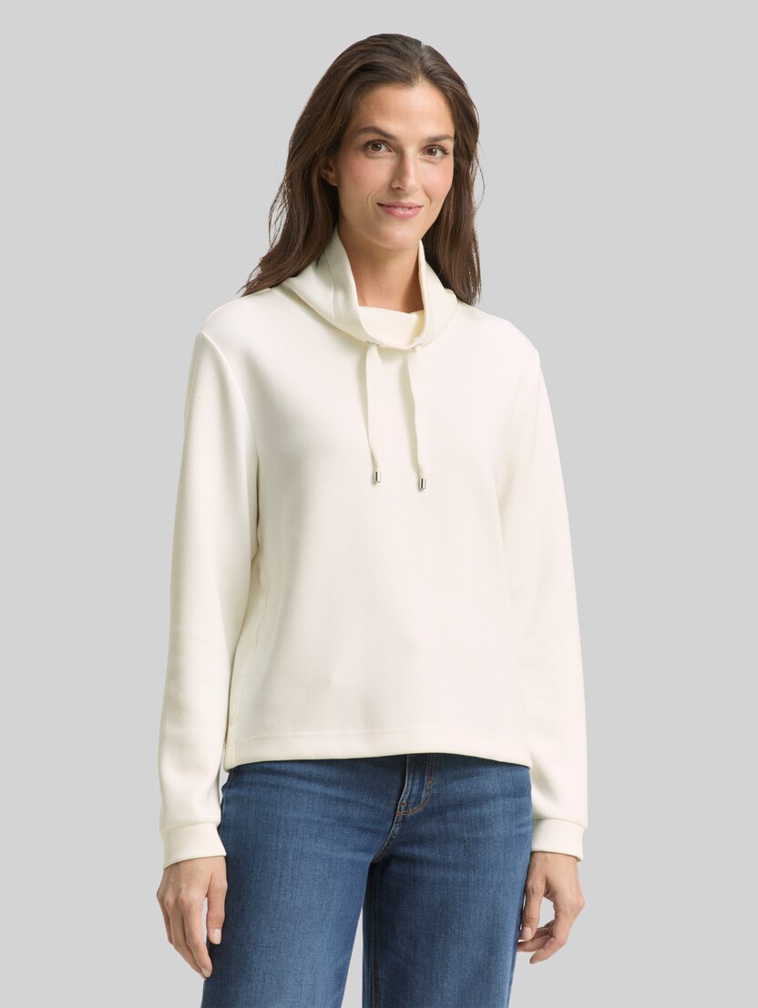 Scuba sweatshirt with stand-up collar by Women, Whisper White
