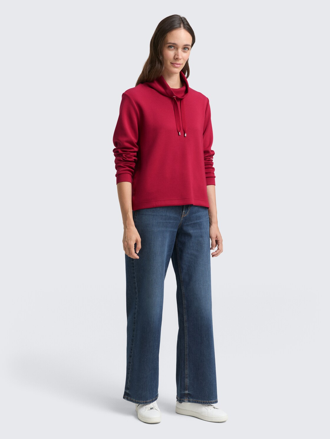 Scuba Sweatshirt mit Stehkragen - Rumba Red - Model-Vorderansicht