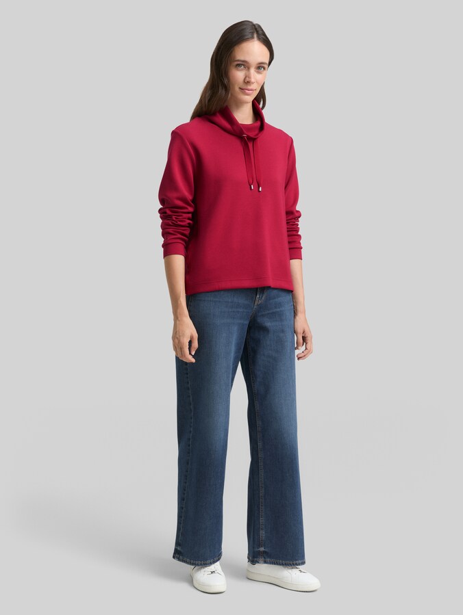 Scuba-sweatshirt met opstaande kraag door Women, Rumba Red