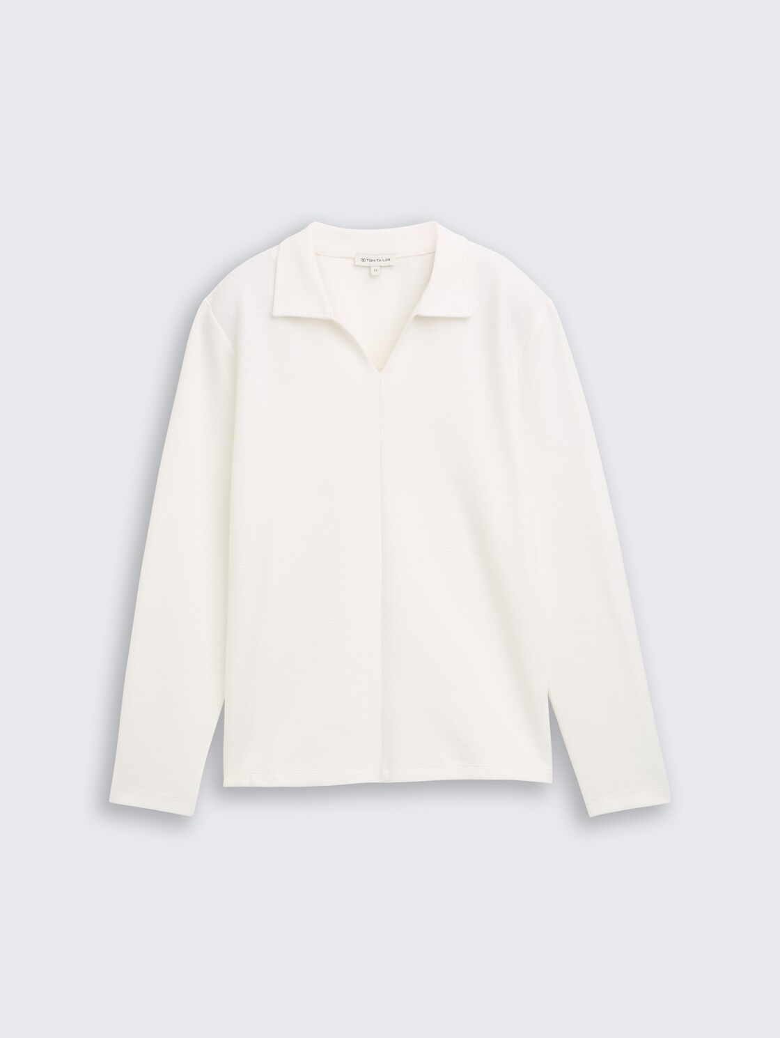 Langarmshirt mit Polokragen - Whisper White - Vorder-Produkt-Ansicht