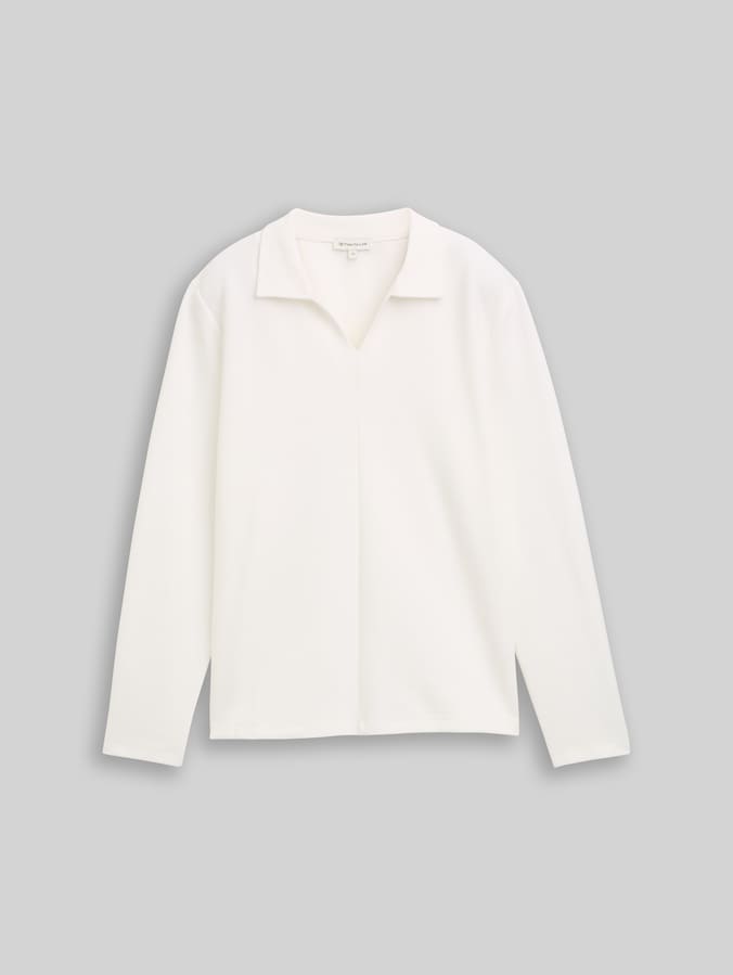 Langarmshirt mit Polokragen von Women, Whisper White