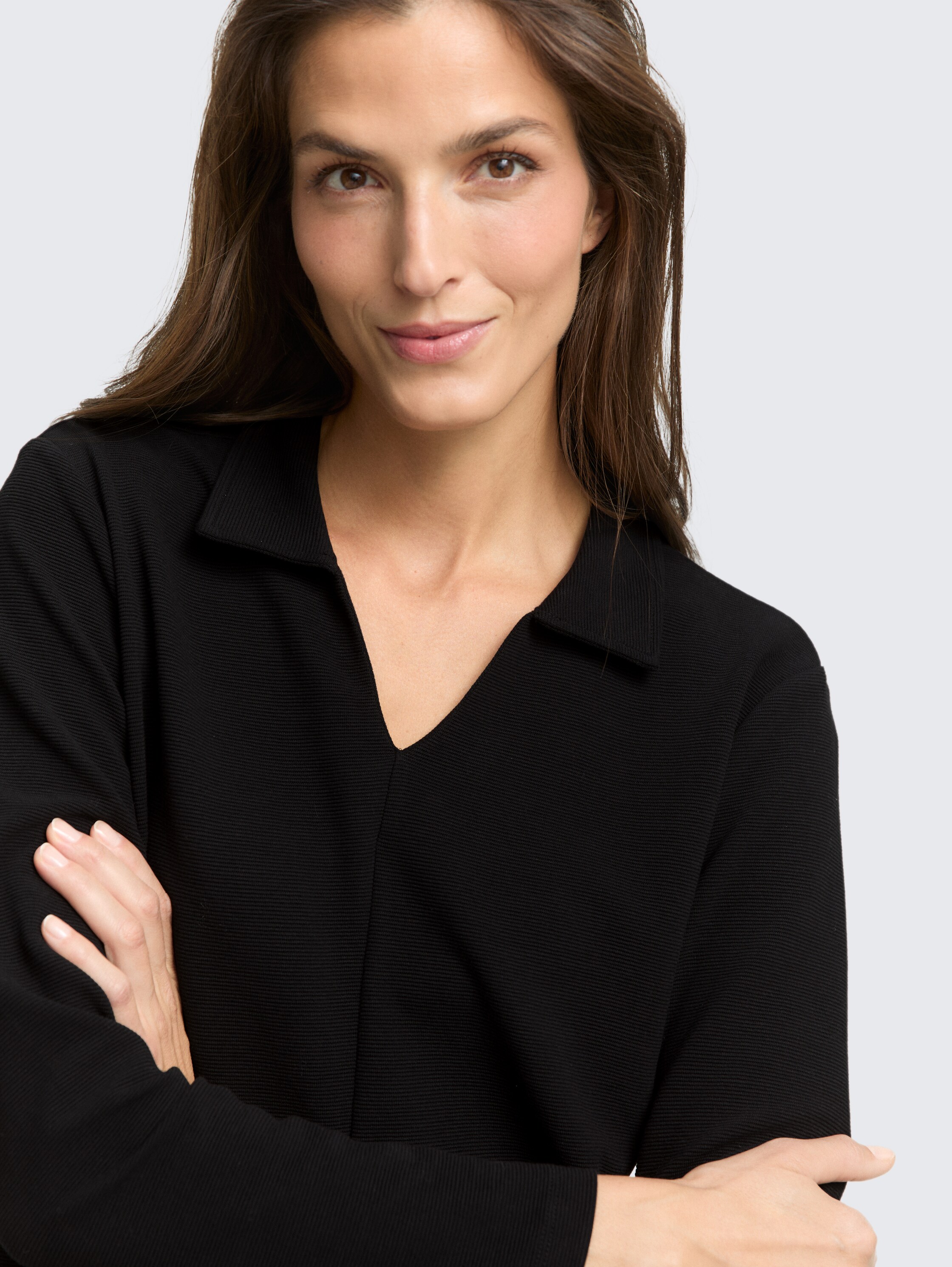 Langarmshirt mit Polokragen - deep_black_1 - 